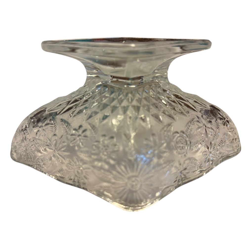 Vintage Indiana Glass Pineapple Floral Compote Cottagecore Grandmillennial Dish - Picture 6 of 13